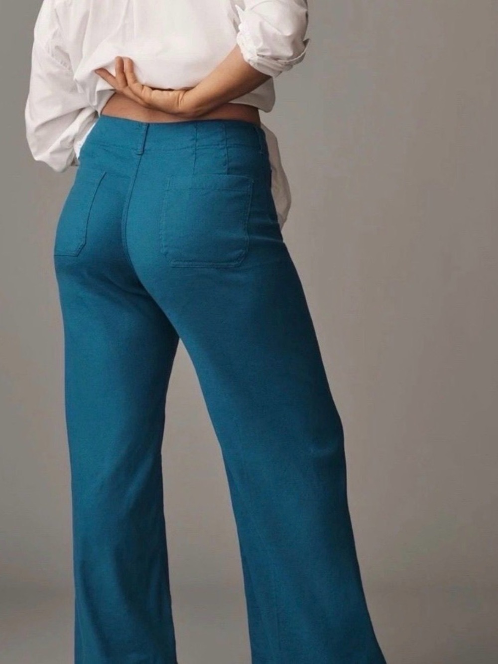 Maeve The Colette Linen Full-Length Wide-Leg Pants Size 34 - Picture 2 of 2